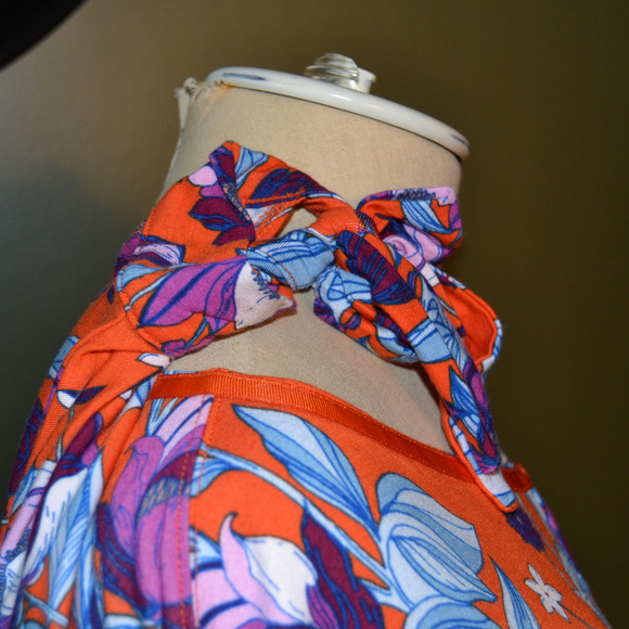 Free People XS/S Chic Orange/Floral Top - Picture 5 of 7